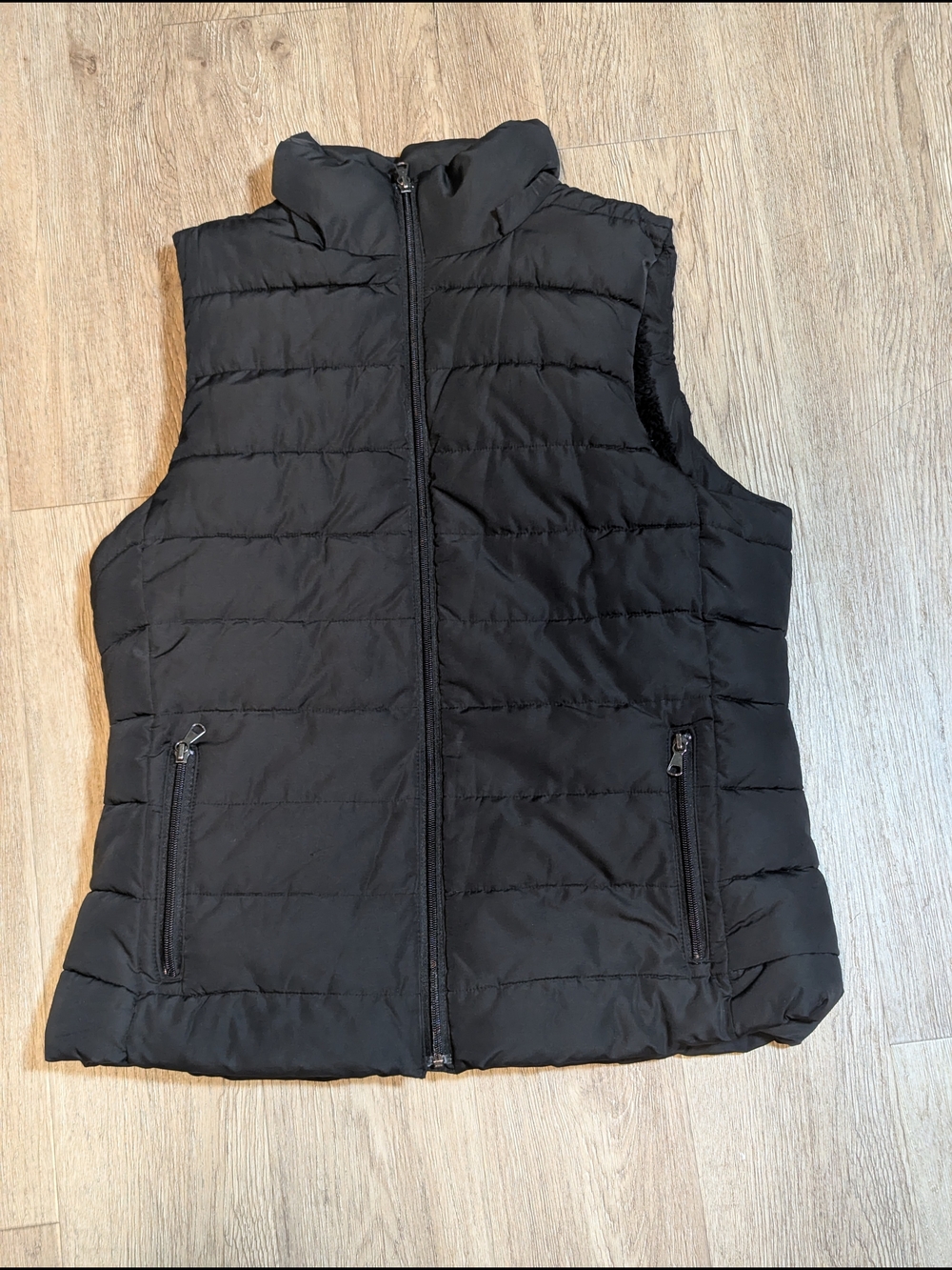 Banana Republic Black Quilted Sherpa-Lined Vest